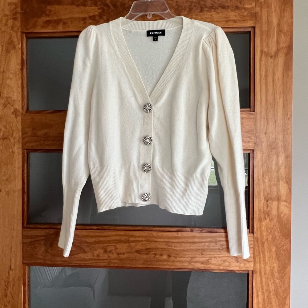 Express rhinestone button sweater